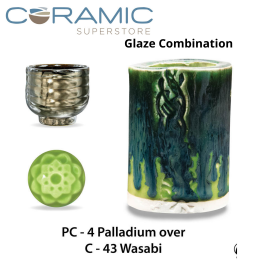 Palladium PC-04 over Wasabi C-43 Pottery Cone 5 Glaze Combination Palladium PC-04 over Wasabi C-43 Pottery Cone 5 Glaze Combination
